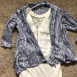 Blue and White Cardigan